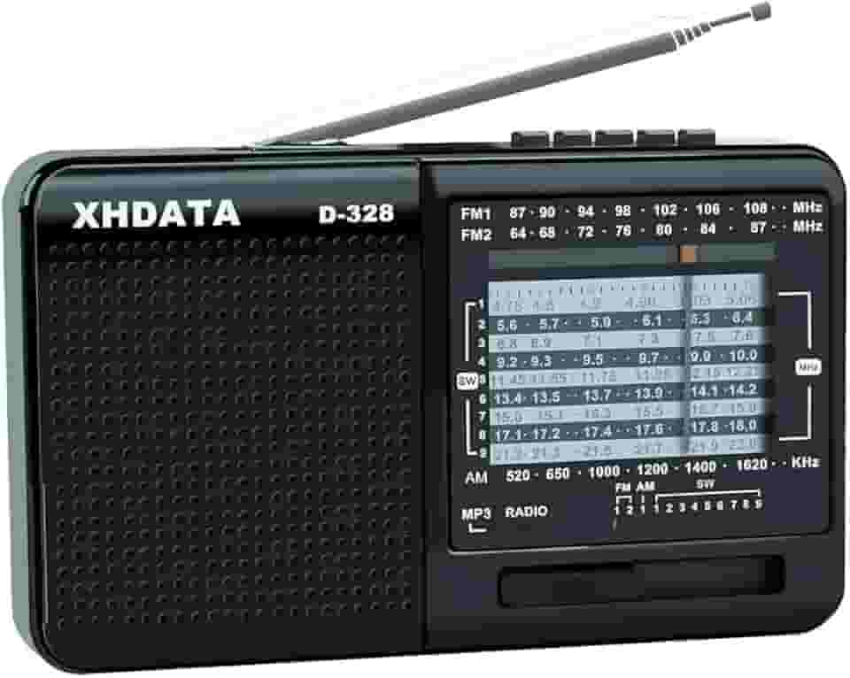XHDATA D368 Rádio portátil de ondas curtas AM FM SW 12 bandas DSP estéreo MP3 Player Alto-falante BT sem fio com bateria recarregável, alto-falante multimídia, suporta cartão micro SD, pen drives USB