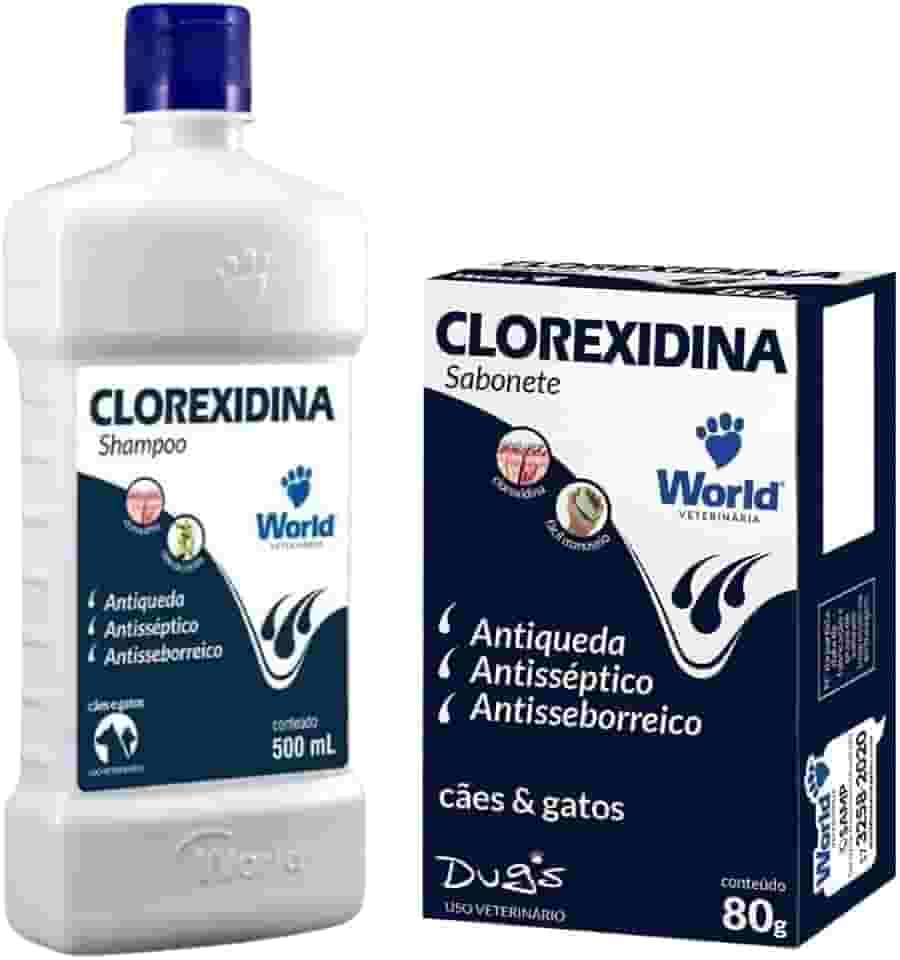 Clorexidina Shampoo e Sabonete Antisséptico para Cães e Gatos, Antiqueda, Antisseborreico