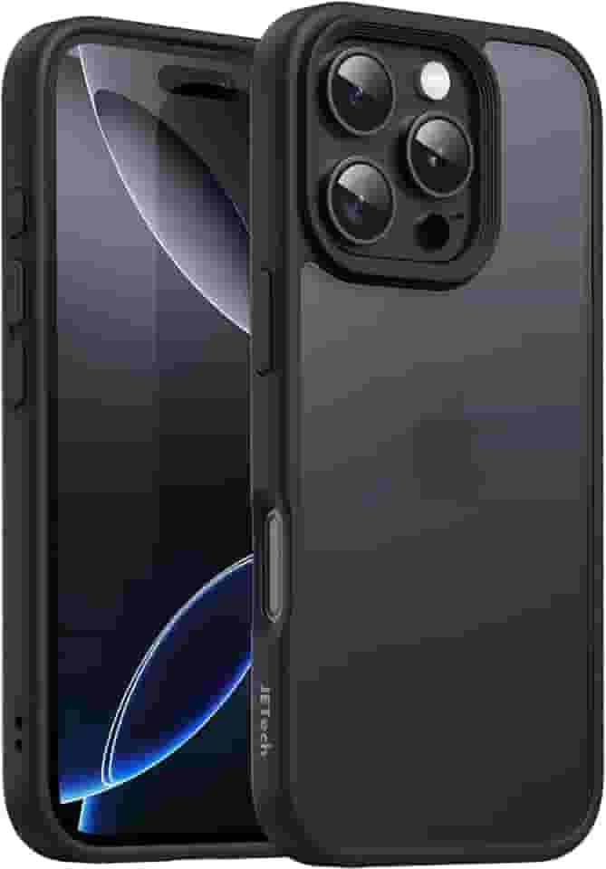 JETech Capa Matte para iPhone 16 Pro Max 6,9 Polegadas, Case Proteção Contra Quedas de Nível Militar à Prova de Choque, Capinha Traseira Translúcida Fosca, Anti-Impressão Digital (Preto)