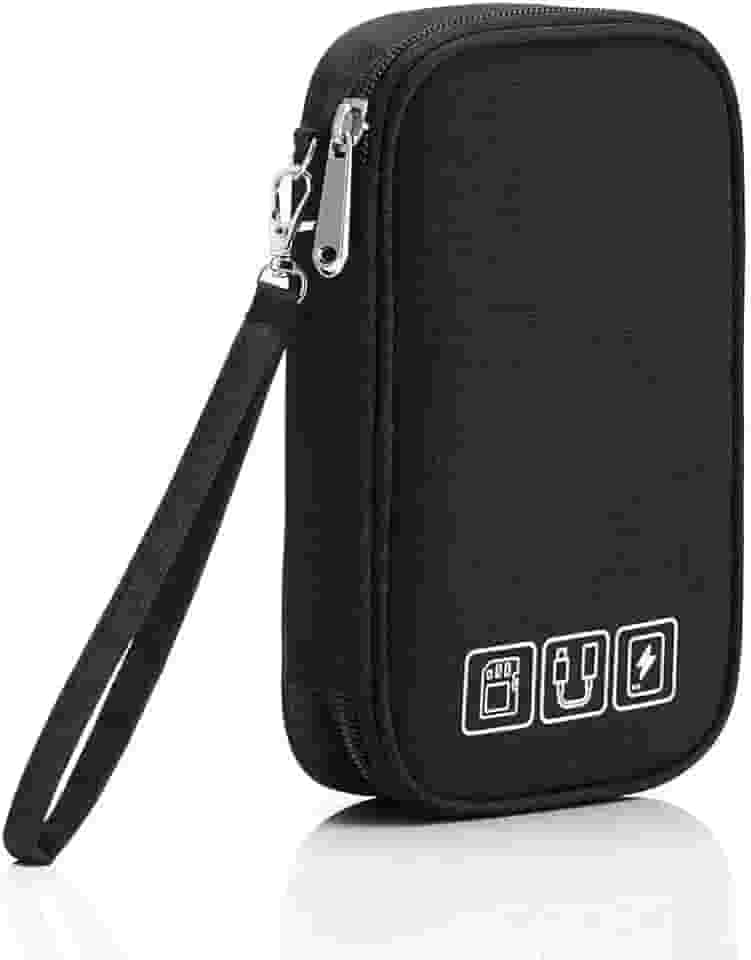 Bolsa Organizadora de Cabos e Acessórios Eletrônicos com 2 Camadas Impermeável para Viagem e Escritório – Estojo Compacto com Compartimentos Internos