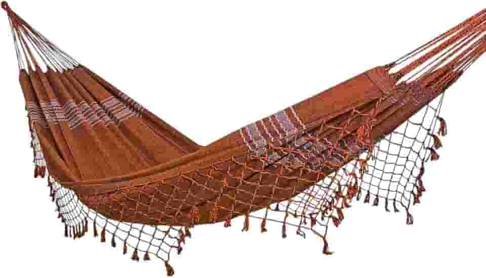 Rede de Dormir e Descanso Jeans Casal 100% Algodão Jaguaruana. (Laranja)