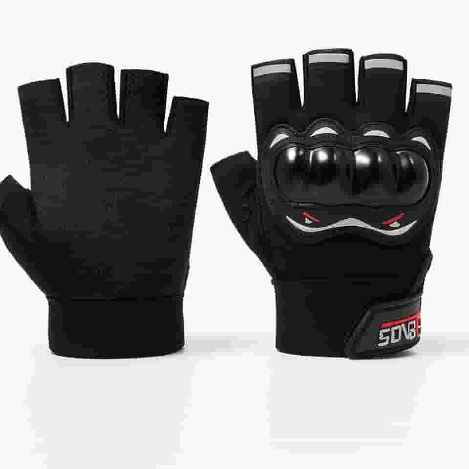 Luva Motociclista Ciclista Meio Dedo Respirável com Proteção nas Juntas – Touchscreen, Antiderrapante, Alta Ventilação