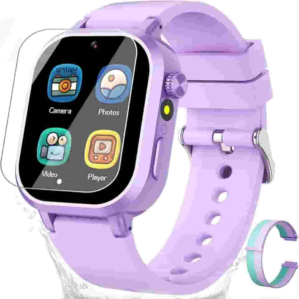 Waterproof Smart Watch for Kids Girls Ages 5-12 with 39 Games, HD Camera, Video, Music, Habit Tracking, Alarm, Pedometer, Kids Smart Watch Chrismars Birthday Gift for Girls Age 5 6 7 8(Purple)