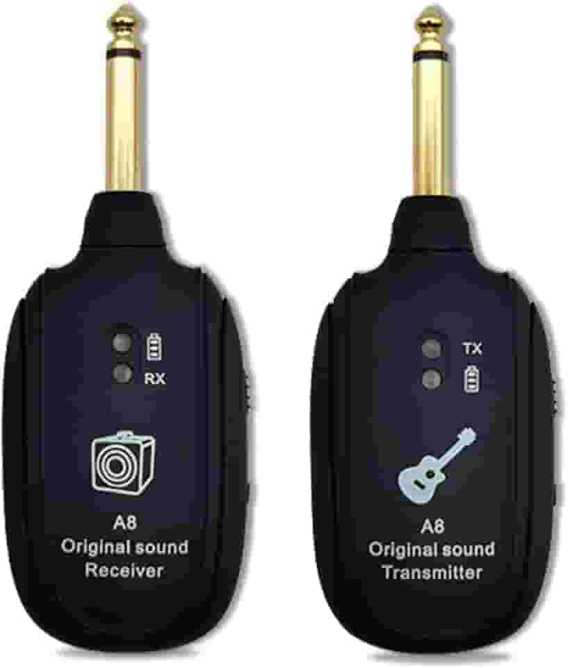 Transmissor sem fio Guitarra, Captador Transmissor e Receptor do Sistema, Canal UHF para Guitarra Elétrica, Amplificador Baixo áudio sem fio (para todos os violões)