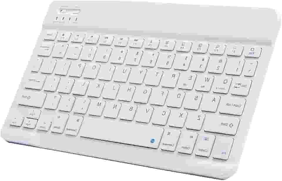 SilentKeys Pro™ Mini Teclado Bluetooth 10” Ultrafino – Sem Fio, Portátil, Silencioso e Recarregável p/Tablets, Smartphones, Notbooks, PCs, Smart TVs (branco)