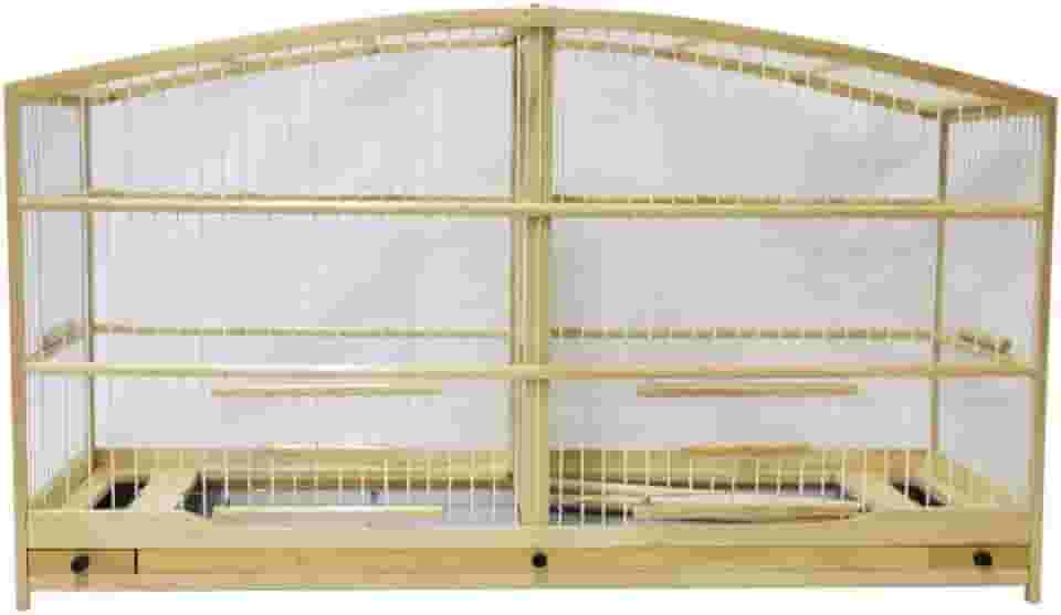 Gaiola Passarinho Em Madeira - Reprodução Canário/Coleira/Curió - Abaulada Natural