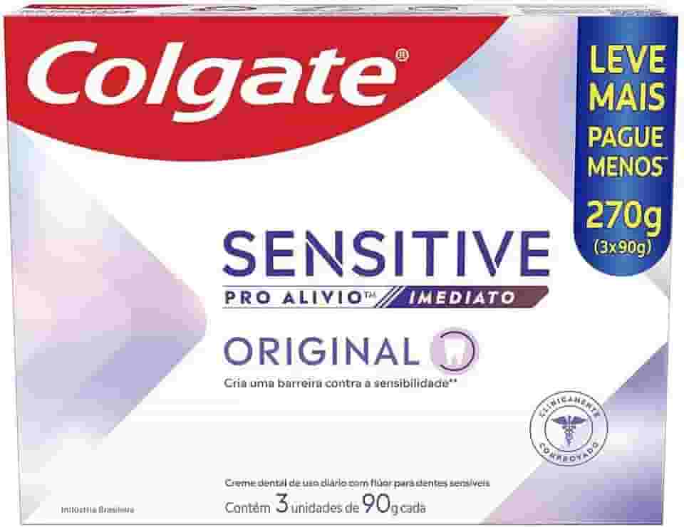 Colgate Creme Dental para Sensibilidade Sensitive Pro Alívio Imediato Original 90g 3 unidades