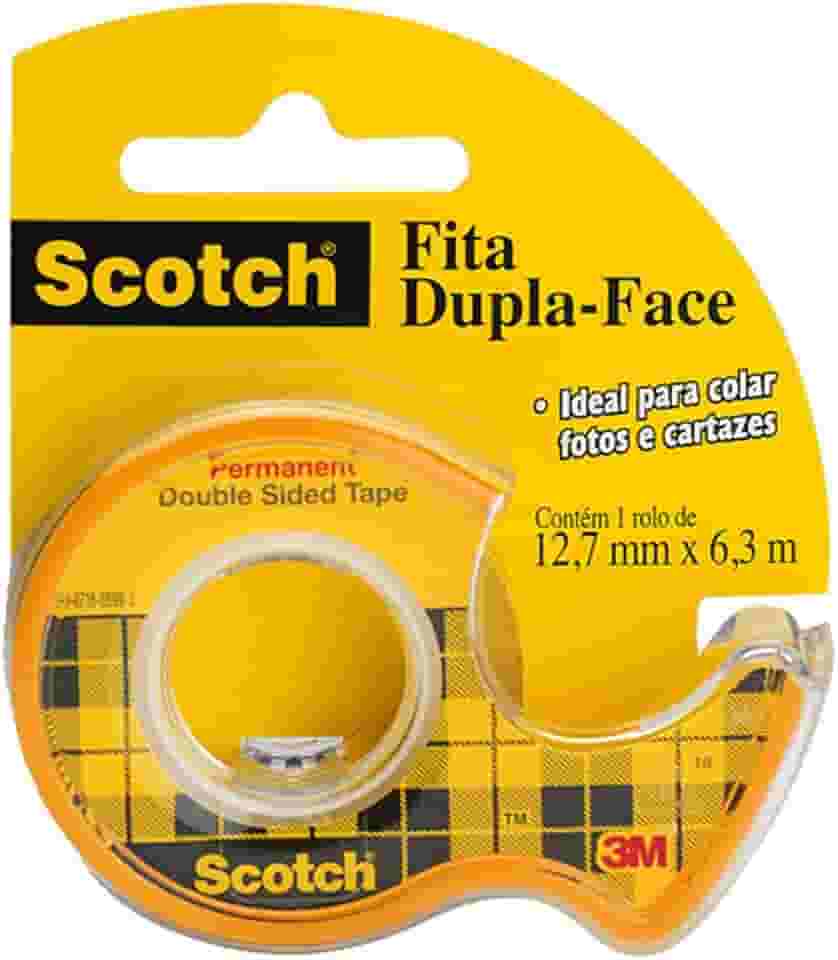 Scotch, 3M, Fita Dupla-Face Com Suporte, 12, 7mm x 6, 35m