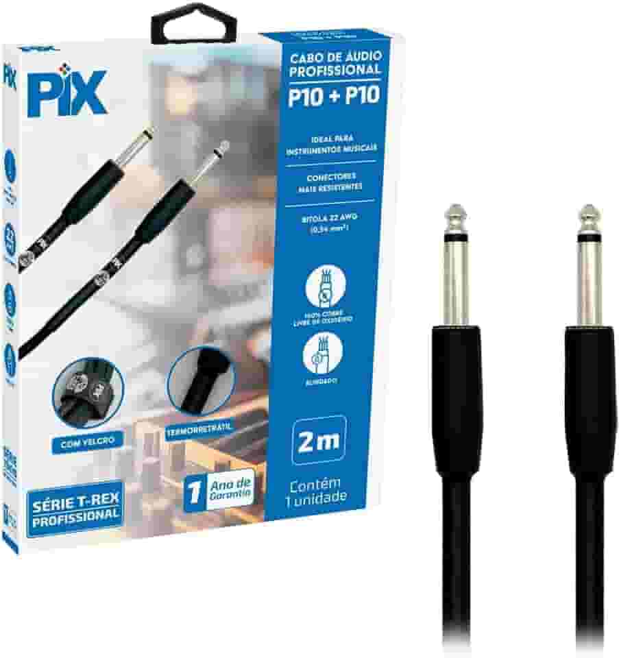 Cabo P10 P10 Mono 100% Cobre Para Instrumentos - 2 Metros