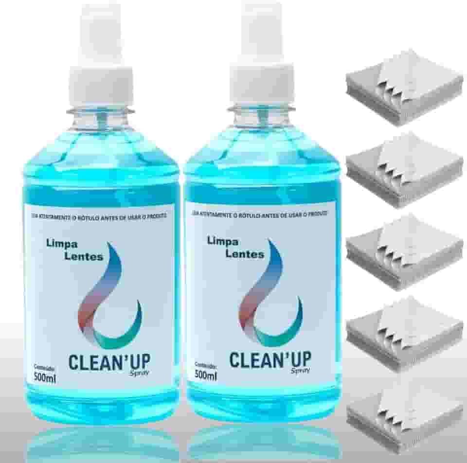 Kit 2 Spray Para Limpeza De Óculos Lentes Grande Limpa Tela Tv Celular Notebook 500ml + com Flanelas