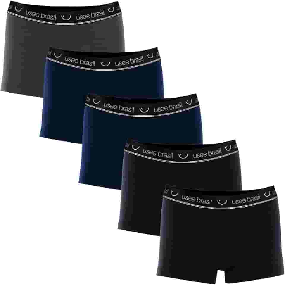 Kit 5 Cuecas Boxer Algodão Adulto Plus Size Usee Brasil P