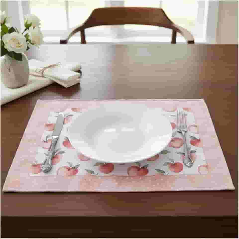 Jogo Americano de tecido Kit com 6 peças Retangular Jantar Mesa Posta Natal (6, PESSEGOS)