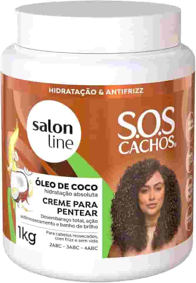 Salon Line, Creme de Pentear, SOS Cachos, Coco, Hidratação Nutritiva, Vegano - Cabelos Ondulados, Cacheados e Crespos, 1 Kg