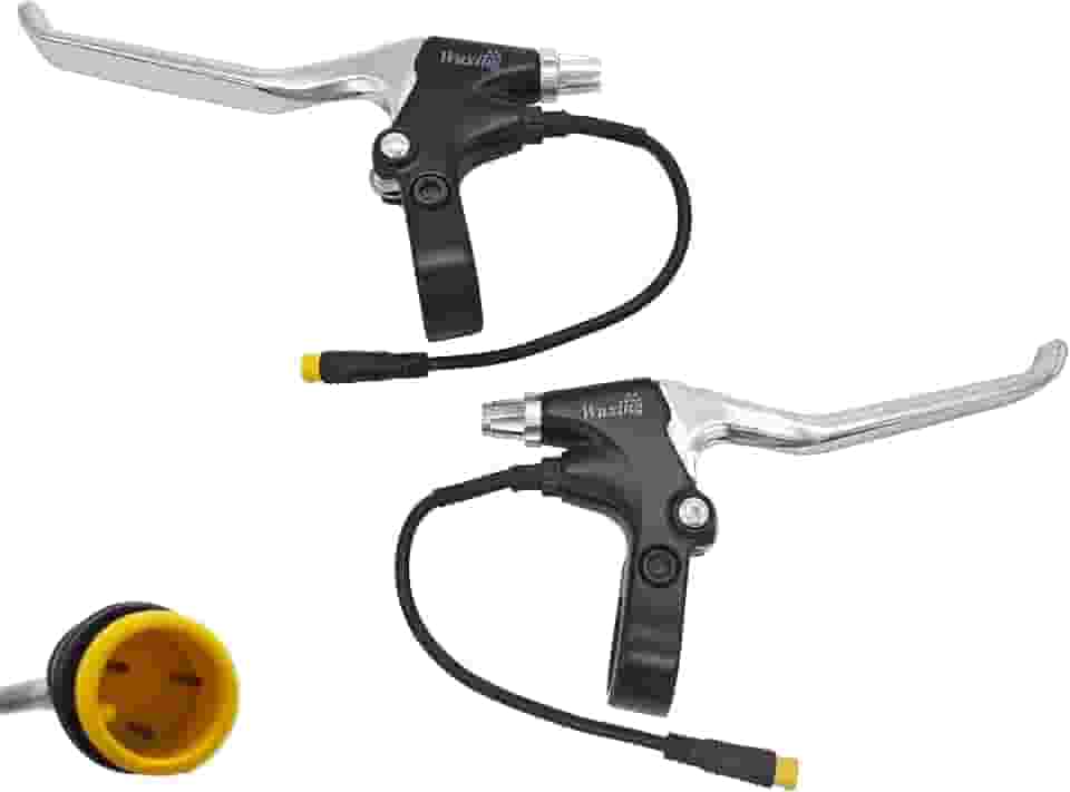 Alavanca de freio de bicicleta elétrica, manoplas de freio para bicicleta elétrica ou scooter E, acessórios Ebike cortam energia quando freia peças Ebike (conector impermeável 3PIN 15 cm)