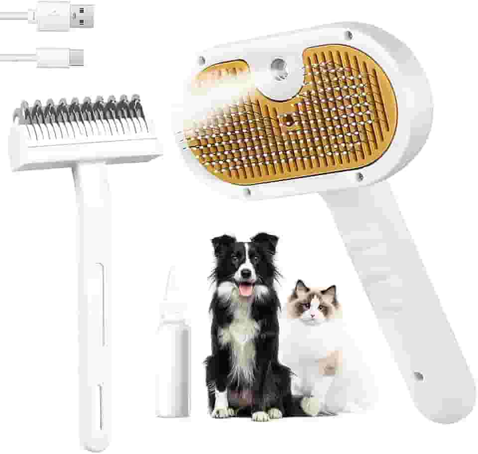 Escova a Vapor para Gatos, Kit de Escova a Vapor 3-em-1 para Pets
