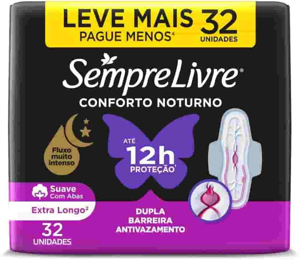 Sempre Livre Absorvente Externo Noturno Plus Noite e Dia Suave 32un Embalagem pode variar