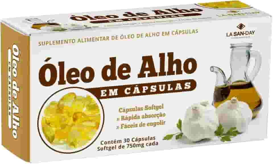 Óleo de Alho 30 Cápsulas Softgel - possui uma larga escala de aplicações, como em problemas de pele (acne), infecções do trato urinário, Micoses e doenças respiratórias (asma e bronquite)