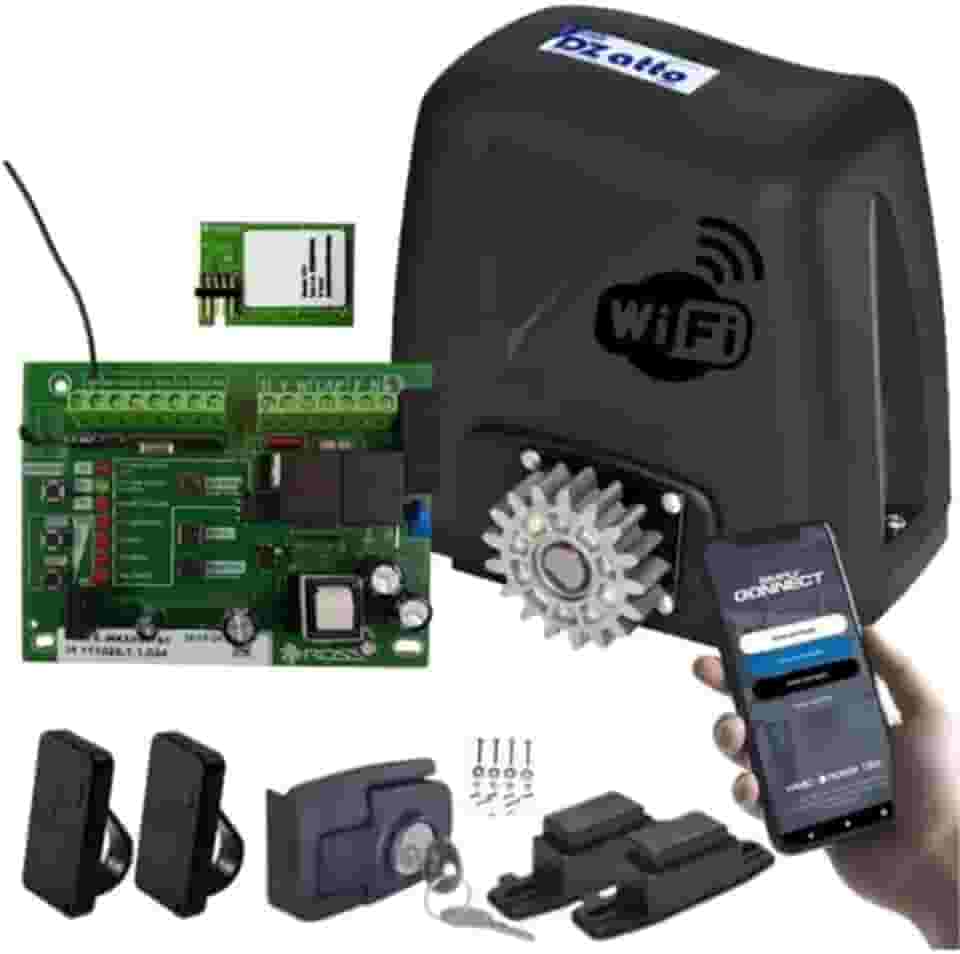 Kit Motor Portão Deslizante Dz Atto Turbo Wifi App Celular iOS Android 350kg Rossi (220, Volts)