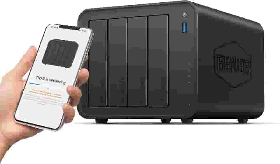 TERRAMASTER Armazenamento NAS de 2/4 baias – CPU Intel x86 Quad-Core, 4 GB de RAM, LAN de 2,5 GbE, servidor multimídia de armazenamento conectado à rede para usuários domésticos (sem disco) (4