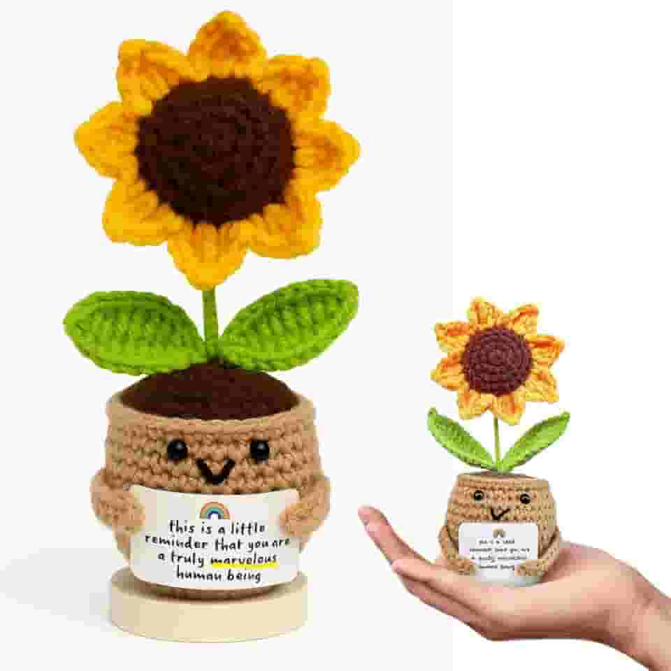 Girassol de Crochê Artesanal Feito à Mão Presente Fofo Dia das Mães Professores Amiga Lembrancinha Criativa para Presentear Flor Decorativa Simbólica - The Quality Co