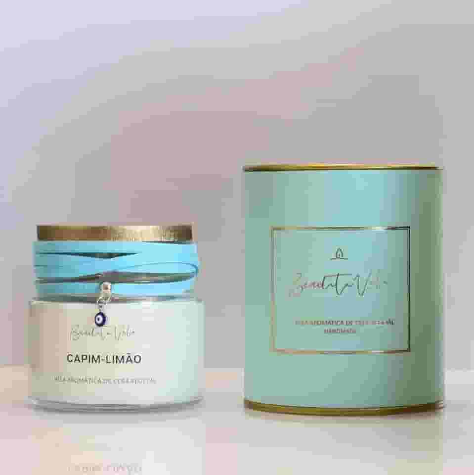 Vela Vegetal Aroma Capim Limão Vidro Og - Bendita Vela
