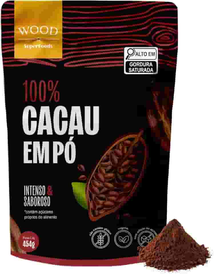 Cacau Em Pó Alcalino Natural 100% Cacau 454g - Wood Superfoods