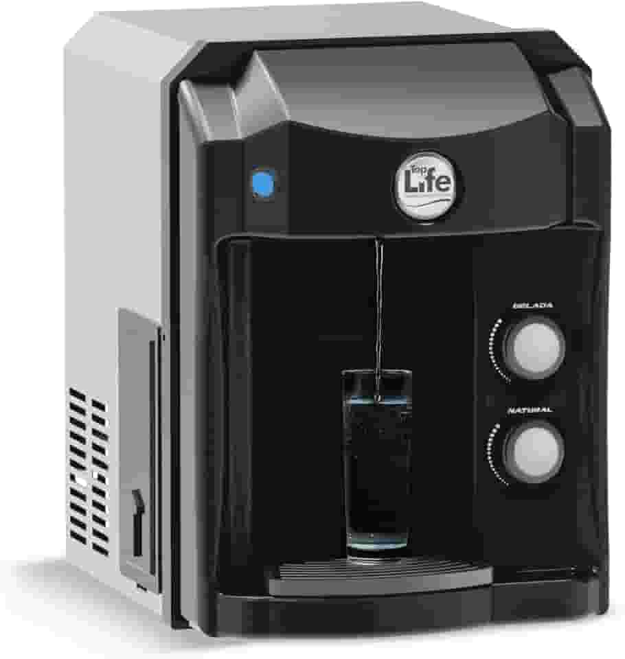 Purificador de Água Refrigerado Top Life HE OXI Preto com Ozônio, Filtro Alcalino pH Elevado e Compressor (110)