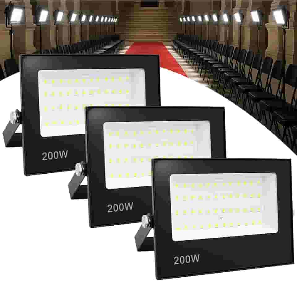 Kit 3 Refletor Led Holofote 200w Ip66 Bivolt Branco Frio