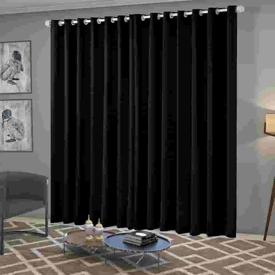 Cortina Blackout/Blecaute Quarto/Sala em Tecido 3,00m x 2,50m com Ilhós Cromado Solaris - Preto