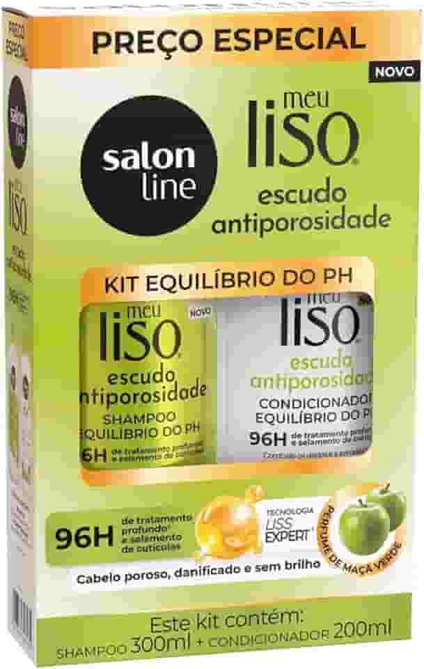 Salon Line, Kit Shampoo e Condicionador, Meu Liso Escudo Antiporosidade, Vegano - Para Cabelos Lisos, 2 Unidades