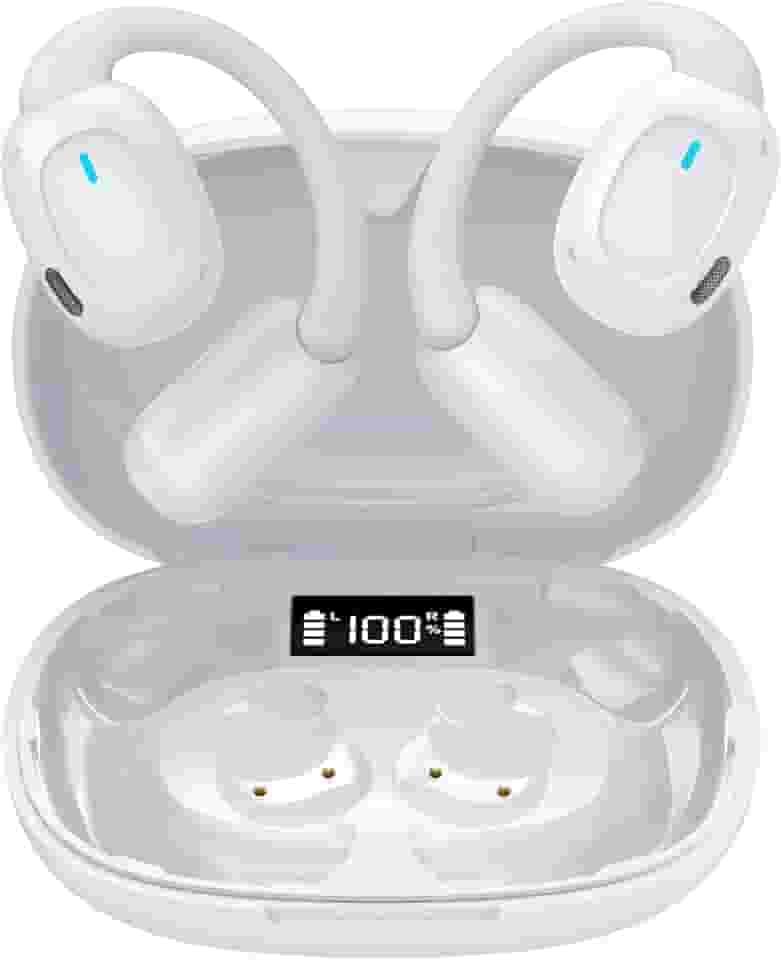 Fone de Ouvido Bluetooth Sem Fio 5.3 Esportivo, Até 48 Horas de Bateria, Leve e Confortável, IPX5 à Prova d’Água, Ideal para Corrida e Exercícios, Compatível com Todos os Dispositivos (Branco)