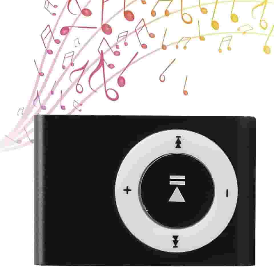 TARSHYRY Reprodutor de Mp3 Com Clipe, Mini Reprodutor de Música Portátil Sem Tela Com Fones de Ouvido e Cabo USB, Reprodutor de Mp3 Esportivo para Treino de Corrida (Preta)