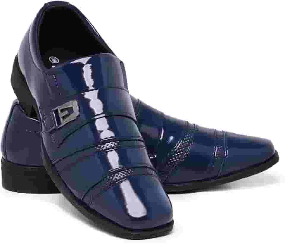 Sapato Social Masculino em Verniz, Bico Quadrado, Solado em Borracha Natural, para Eventos Formais e Casamentos