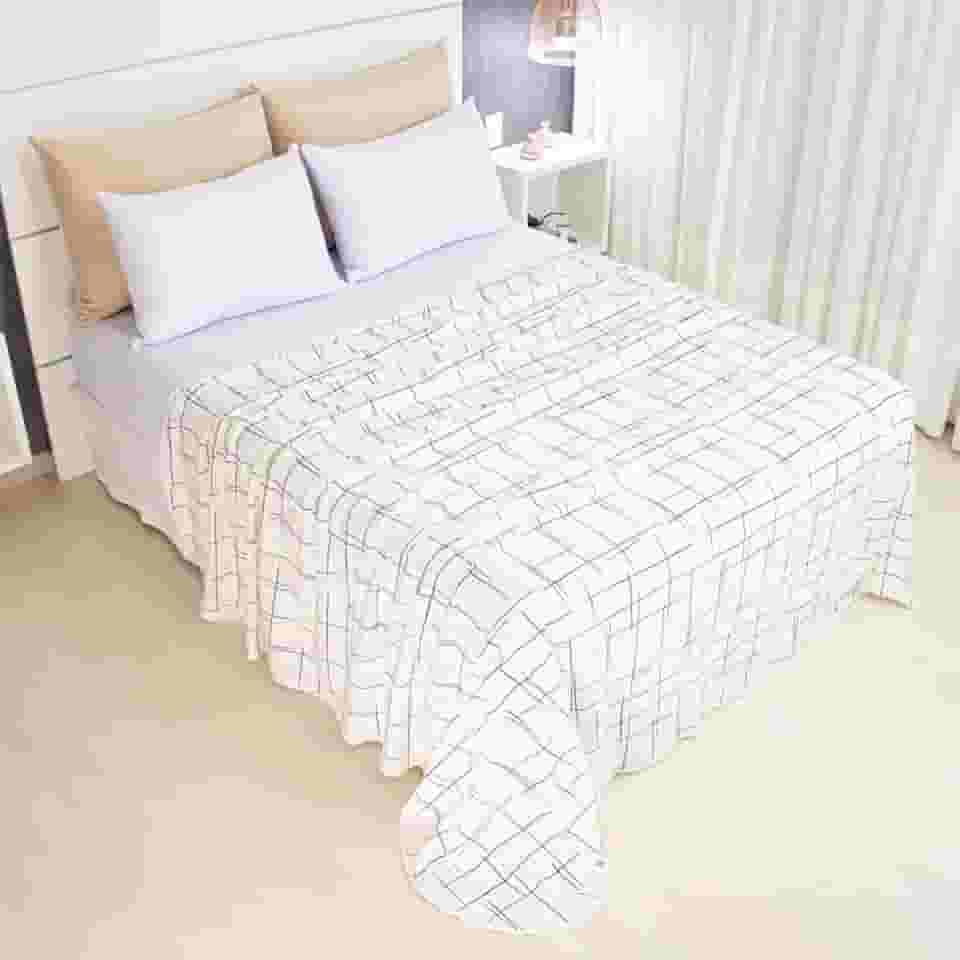 Lençol Casal Sem Elástico Malha Estampada 100% Algodão Para Se Cobrir 2,20 x 2,20m Toque Macio, Conforto e Durabilidade Cozzilar (Modelo 4)
