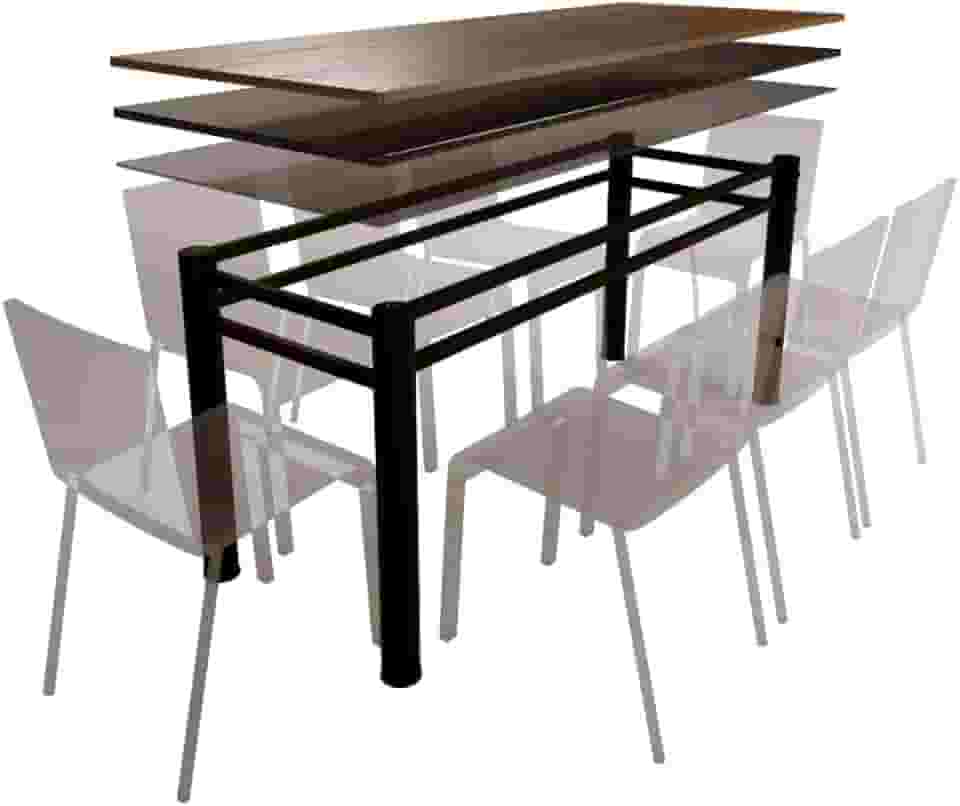 Base Para Mesa De Vidro Jantar 8 Lugares Preta Retangular