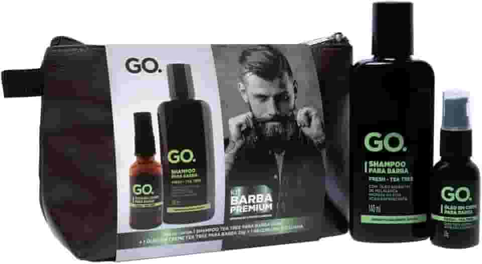 Kit Necessaire Shampoo e Óleo Tree, barba e cabelo, anti coceira, previne a caspa, natural, vegano, sem sulfato, sem sal, hidratante e condicionante, com necessaire grátis Go Man 2 produtos em 1