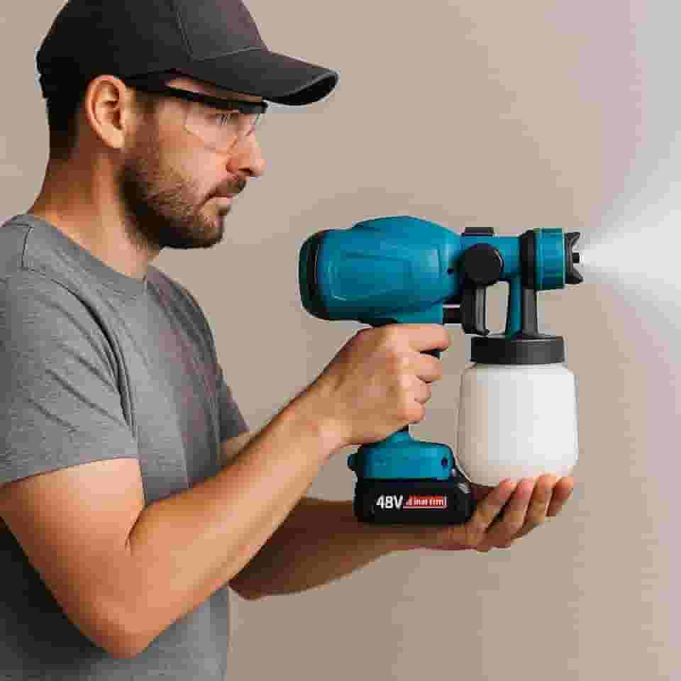 Pistola de Pintura Elétrica Sem Fio 21V 800W com 2 Baterias 2000mAh, Motor de Cobre, Tanque 800ml, 3 Padrões de Spray – Kit Profissional para Paredes, Móveis e Reformas