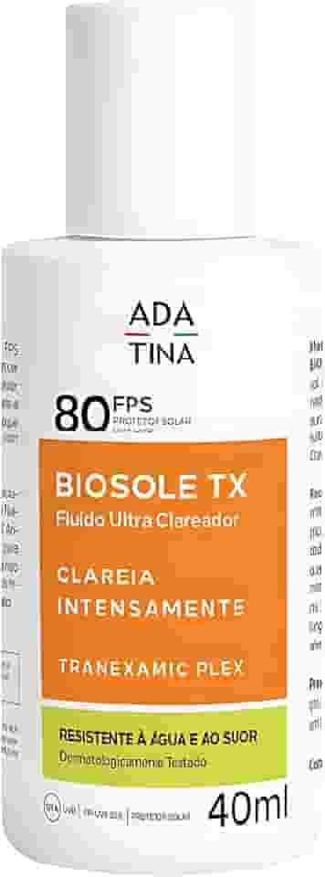 Ada Tina Protetor Solar Facial Fluido Ultra Clareador Biosole TX Fps 80 40ml | Toque Seco | Para Peles com Manchas e Melasma | com Ácido Tranexâmico e Niacinamida | Alta Proteção Solar