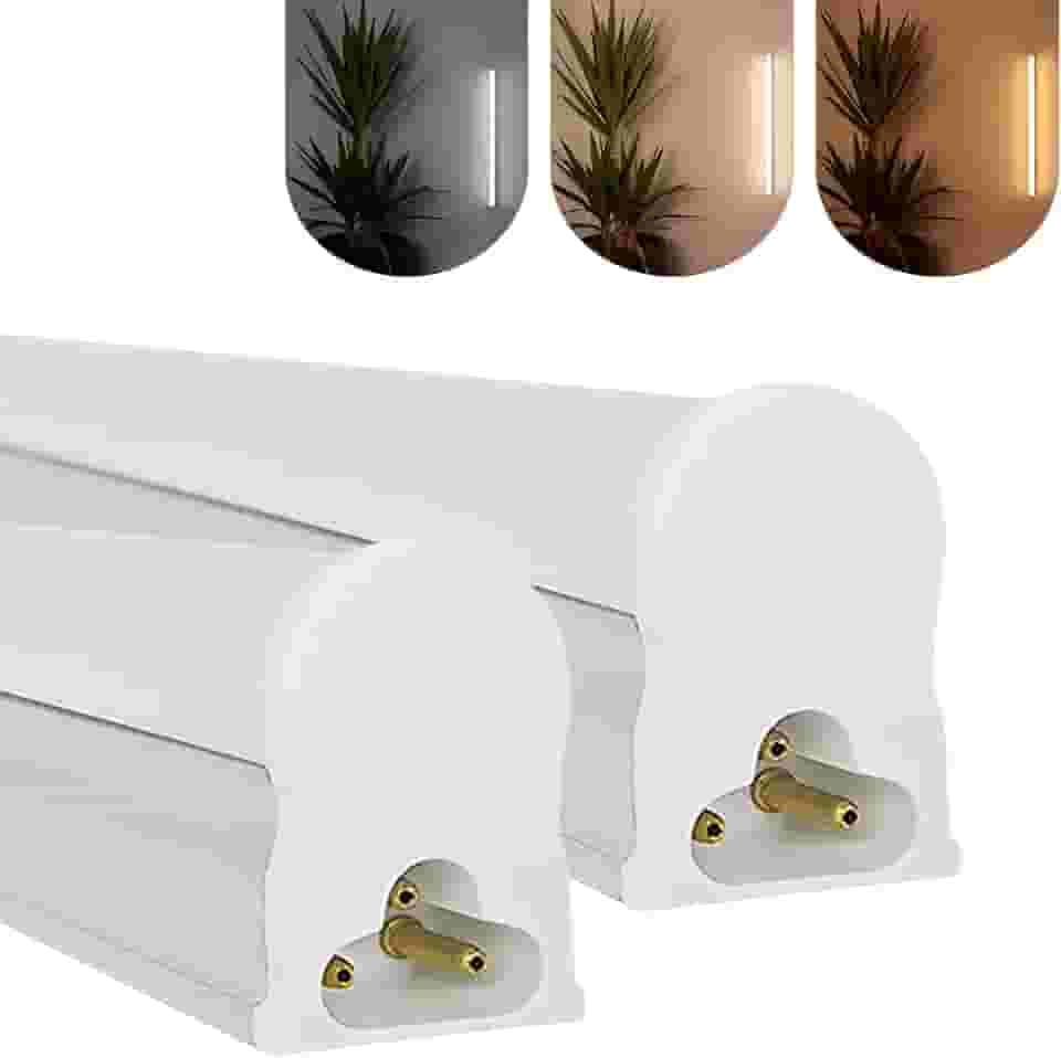 Kit 2 Led Tubular T5 60cm 10w C/Calha Acoplada Completa Luz Forte (Branco Frio)