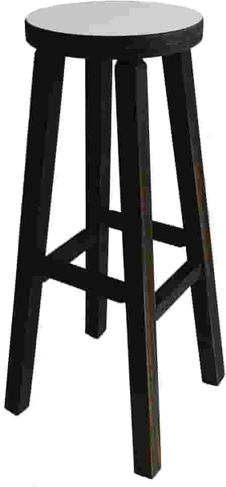 Banqueta Alta Hardman 69 Cm Madeira Padrão Nogueira Ass. Redondo MDF Bco