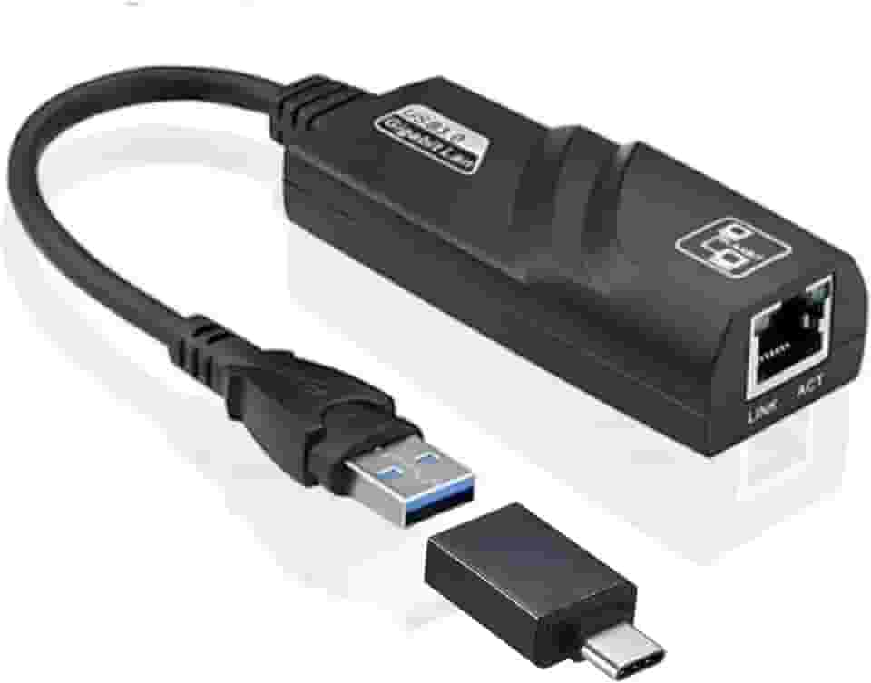 Adaptador de Rede USB 3.0/Tipo-C para RJ45 Gigabit - Velocidade de 10/100/1000 Mbps, Compatível com Windows e Mac
