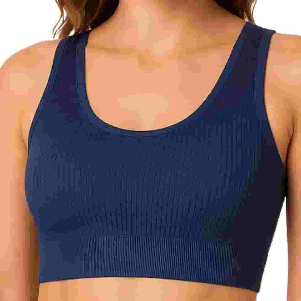 Top Feminino Selene Sem Costura Canelado Sustentação Alta Sem Bojo Fitness Confortável Academia