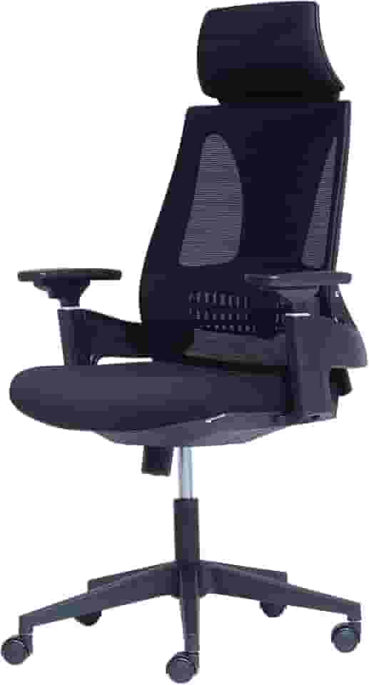 Cadeira Giratória Nr-17 Toledo Rivatti Com Encosto de Cabeça Tela Mesh Preta Base Rodizio Nylon