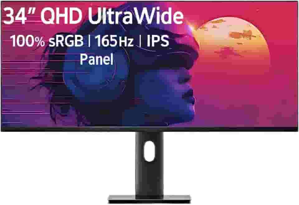 Monitor de computador UltraWide de 34 polegadas, tela IPS rápida 3440 x 1440, 165Hz, 1ms, 95% DCI-P3, compatível com FreeSync e G-SYNC, ideal para jogos, design e codificação, modo vertical