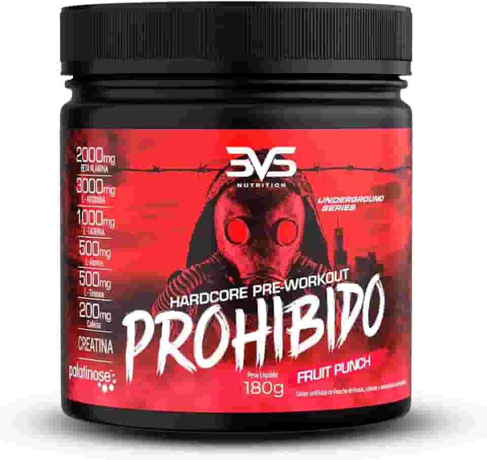 3VS Nutrition Pré Treino Prohibido 180g Sabor Strawberry Margarita