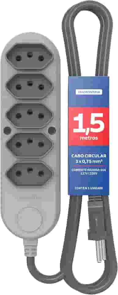 Tramontina Extensão Múltipla 5 Tomadas 2P+T 10 A 250 V 1,5 m