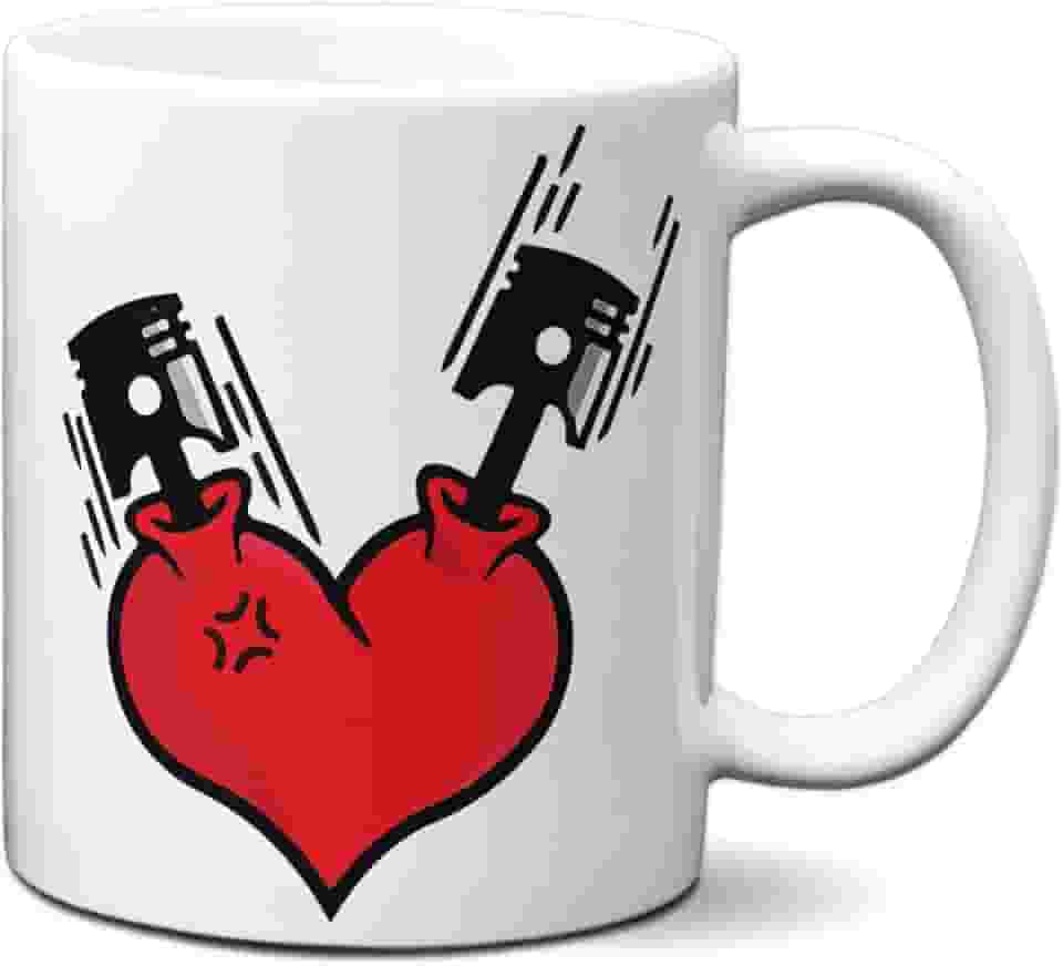 Caneca Coração Motor Carro Amo Carros Presente Mecânico