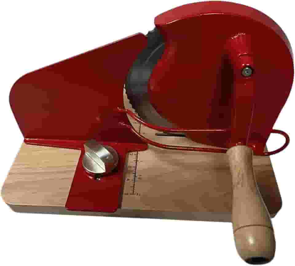 Fatiador de Pão Manual para Uso Doméstico. Fatia O Pão Uniformemente. Uso Profissional em Padarias. Fatiador de Frios Manual para Restaurantes, Vermelho, Tamanho real