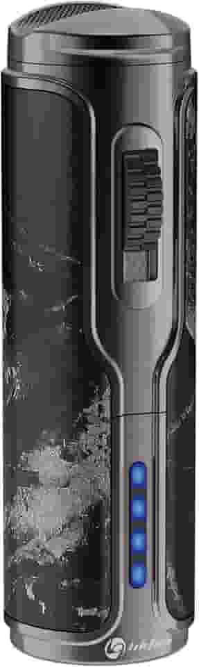 Isqueiro de charuto com suporte para charuto, isqueiro elétrico de chama tripla à prova de vento, isqueiros de butano recarregáveis com ignição eletrônica, isqueiros legais para fumar (mármore