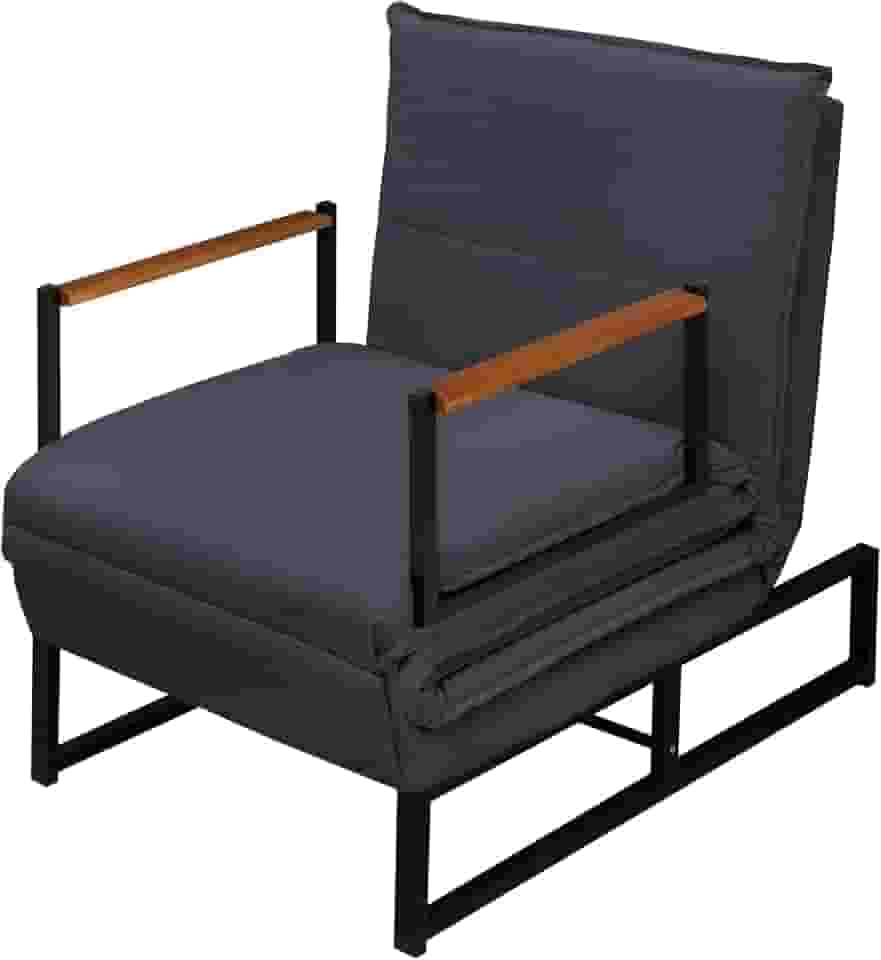 Poltrona Moderna Versati Estofada Descanso do Papai Conforto Premium Reclinável Puff Vira Cama Solteiro Luxo Puff Retrátil Macia Extensão Sala E Quarto Pés Em Aço Escritorio (Cinza)